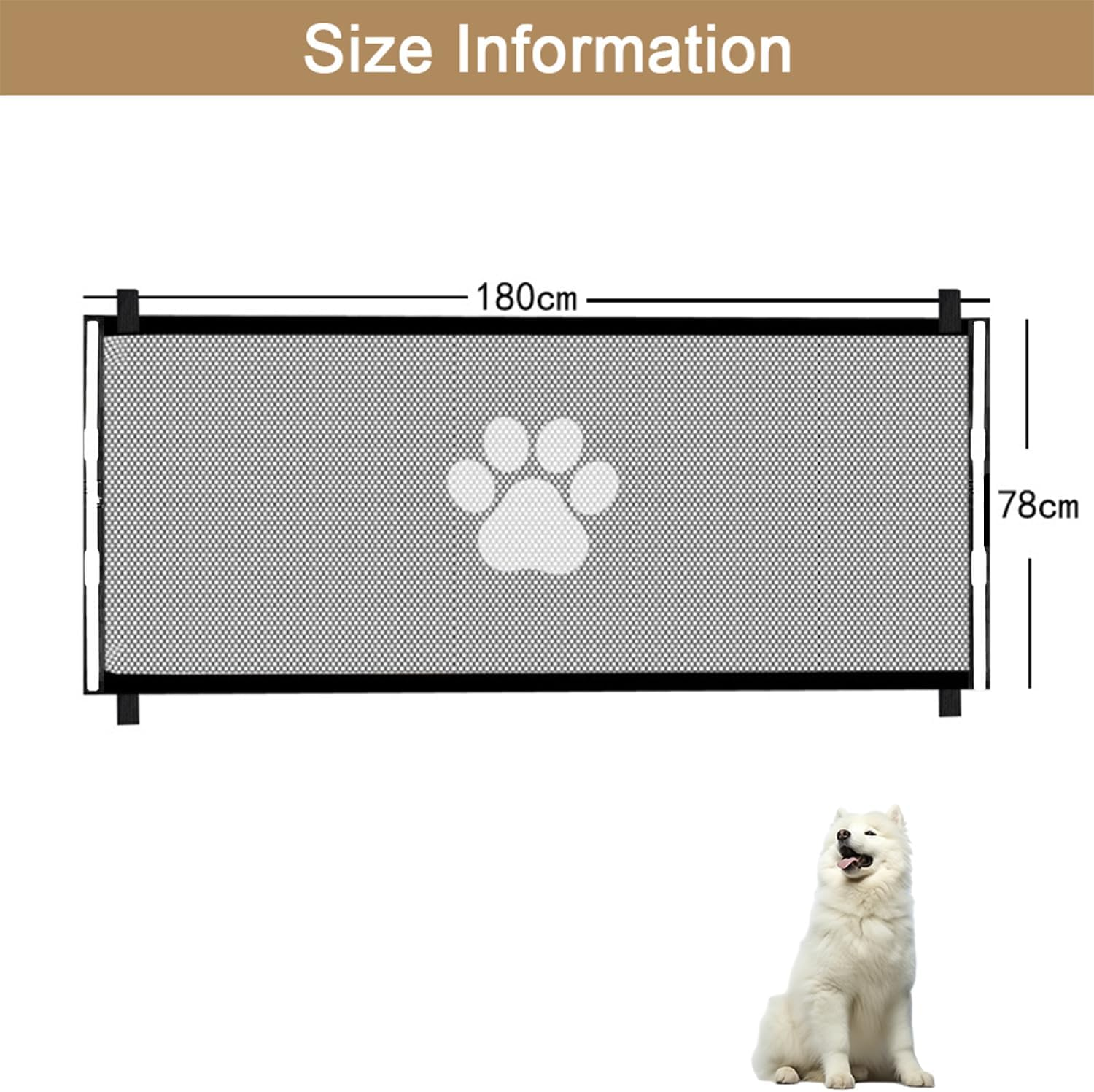 Magic Pet Gate, Mesh Fabric Gate for Pet Dogs, Dogs Screen Mesh Gate for Doorways Stairs Hallways, Portable Mesh Gate Safeguard Isolated, 180X78Cm 4 Hooks