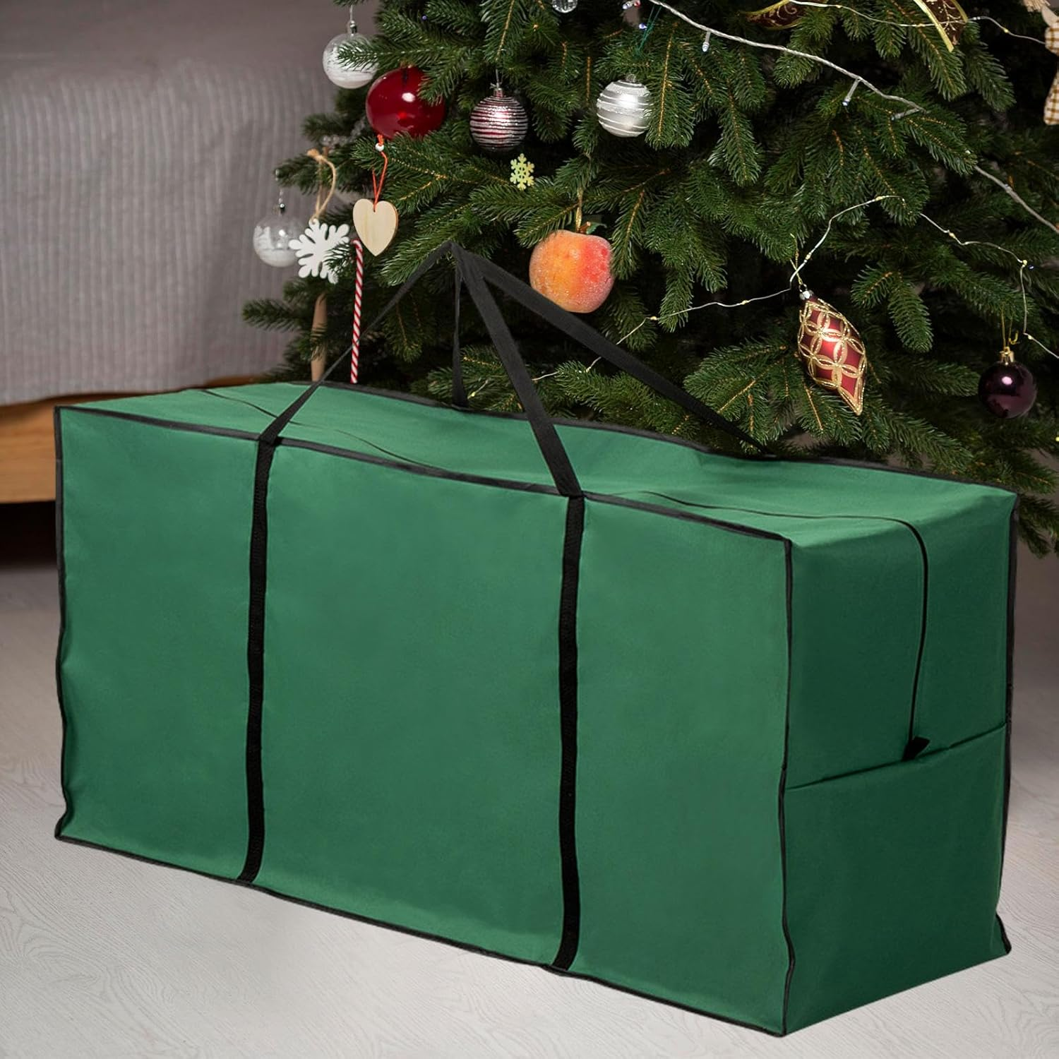 Oshhni Christmas Tree Storage Bag Large Protects against Dust Moisture Xmas Tree Storage Bag for Blanket, Green image number 6