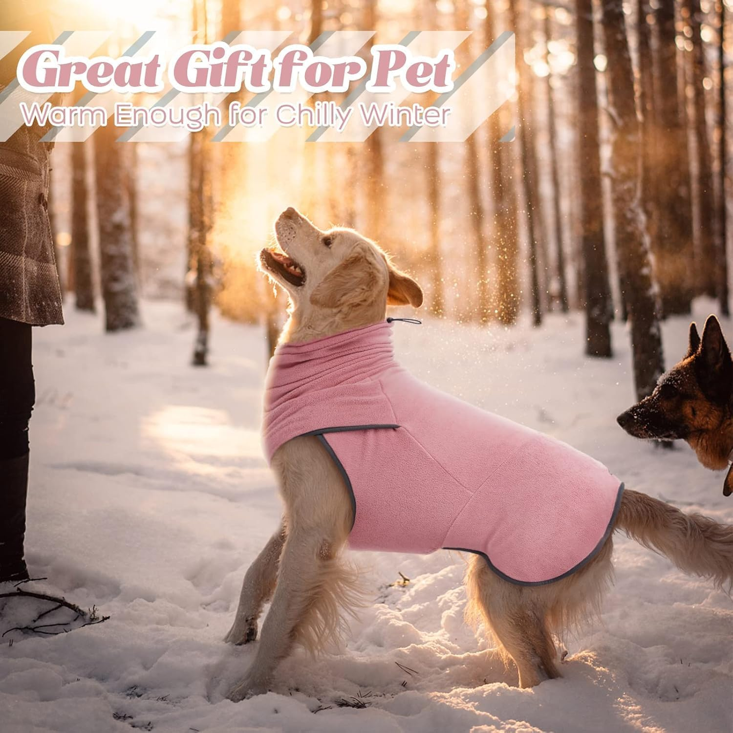 Dog Sweater for Cold Weather, Soft Dog Vest, Snow Coat for Dogs, Dog Pullover, Dog Winter Clothes for Small Medium Dogs Blue (Pink, L) image number 6