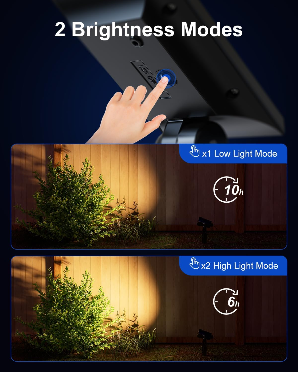 Warm White Solar Powered Lights Outdoor Waterproof LED Landscape Lights for outside Trees, Flag, Lawn, Pool, Yard, Garden, Path, Backyard with Glass Solar Panel and Adjustable Mount (4-In-1) image number 5