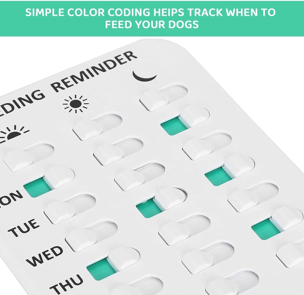 Dog Feeding Reminder Board &ndash; Magnetic AM/PM Daily Tracker for Pet Food & Medication, Prevents Overfeeding, Fridge Sticker with Double-Sided Tape for Dogs and Cats (White) image number 1