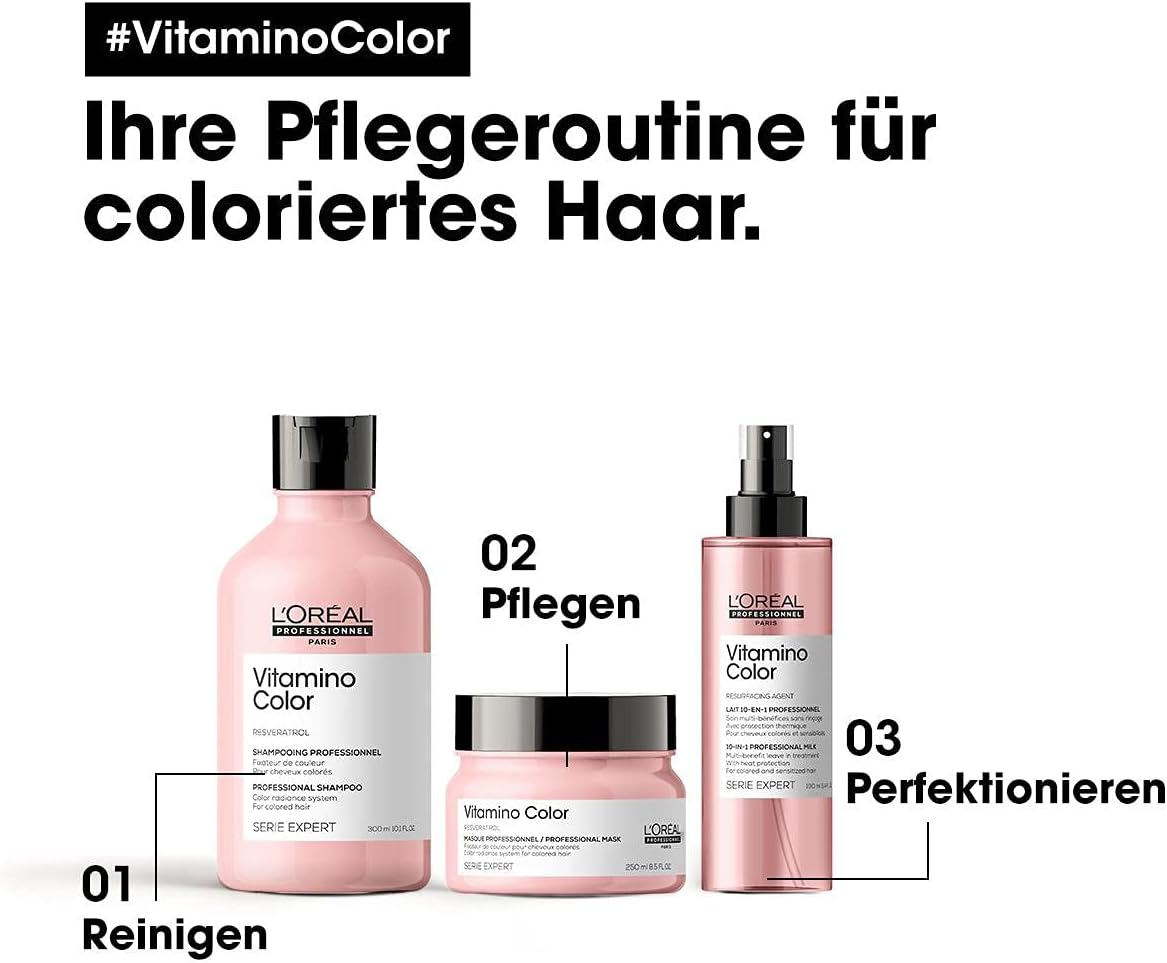 L'Or&eacute;al Professionnel Colour-Retaining Hair Mask for Coloured Hair, with Resveratrol, Expert Series, Vitamino Colour Mask, 250 Ml image number 3