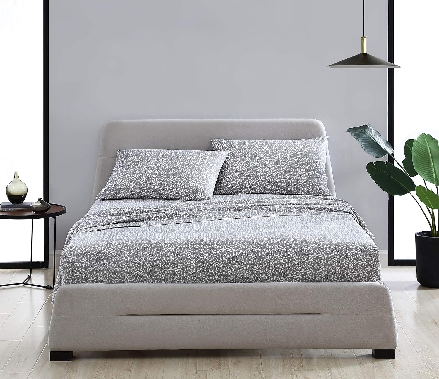 MARIMEKKO - Queen Sheets, Cotton Percale Bedding Set, Crisp & Cool Home Decor (Pikkuninen Unikko Grey, Queen) image number 3