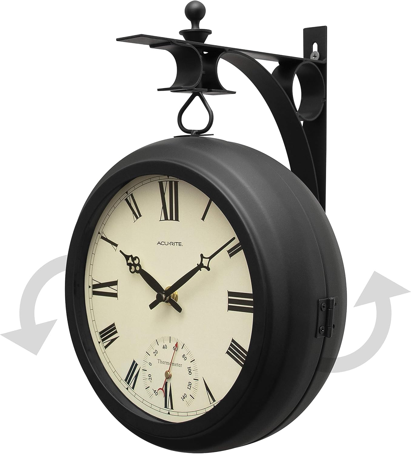 Acurite 9&rdquo; Indoor/Outdoor round Double-Sided Hanging Clock (75140M) image number 6