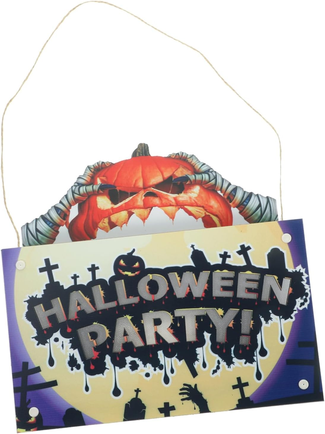 Wooden Halloween Door Sign Decorative Haunted House Prop Lighted Hanging Sign for Halloween Party Decor image number 5