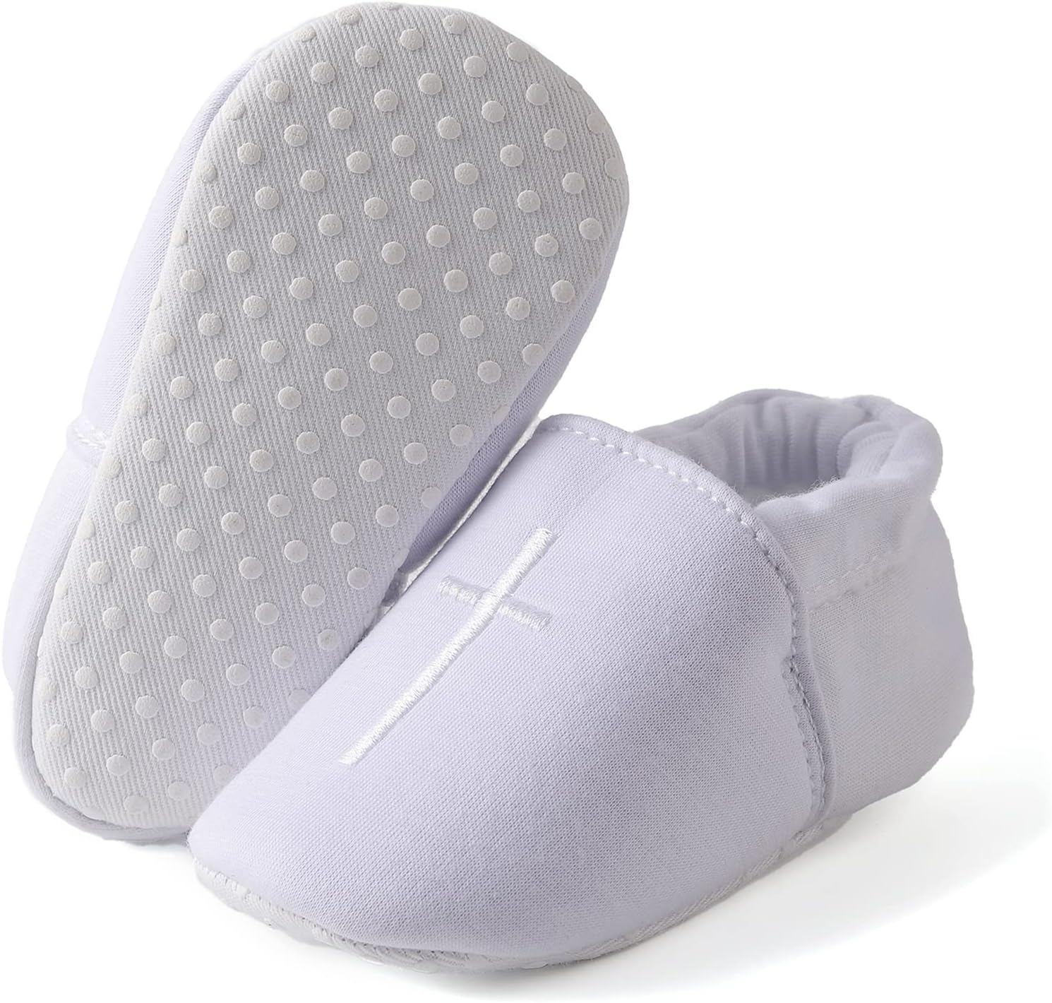 Baby Baptism Shoes for Boys Girls - White Christening Easter Shoes with Embroidered Cross, Great for Baptism Outfit image number 6