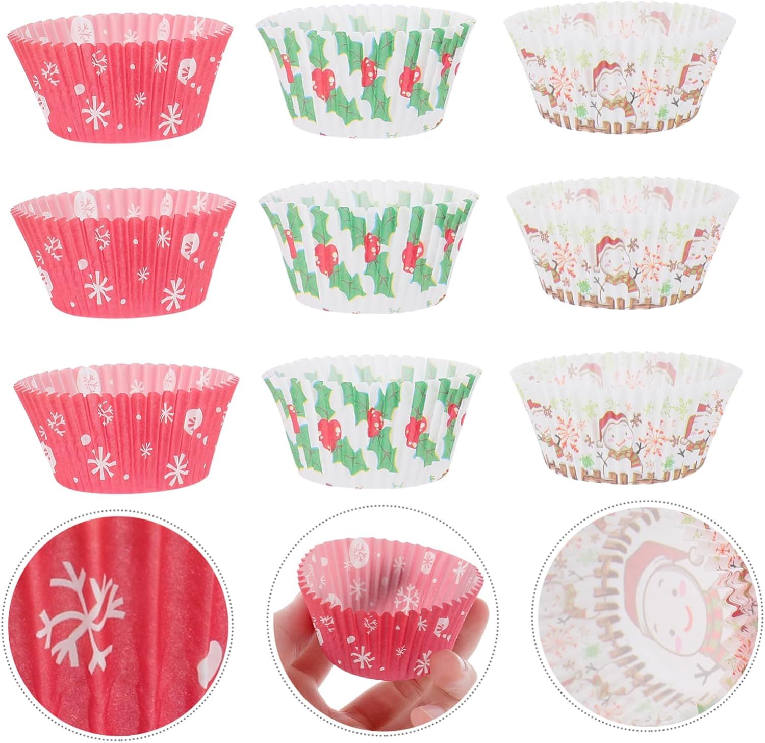 Mikinona Christmas Cupcake Paper Liners 400Pcs Baking Cups Xmas Cupcake Wrappers Food-Grade Baking Paper Suitable for Holiday Party and Birthday Random Style image number 2