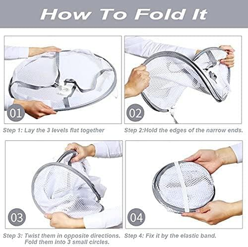 Looca 3-Tier Folded Mesh Clothes Hanging Dryer Sweater Drying Rack 30.3" L * 24.5" W*30.7" H image number 3