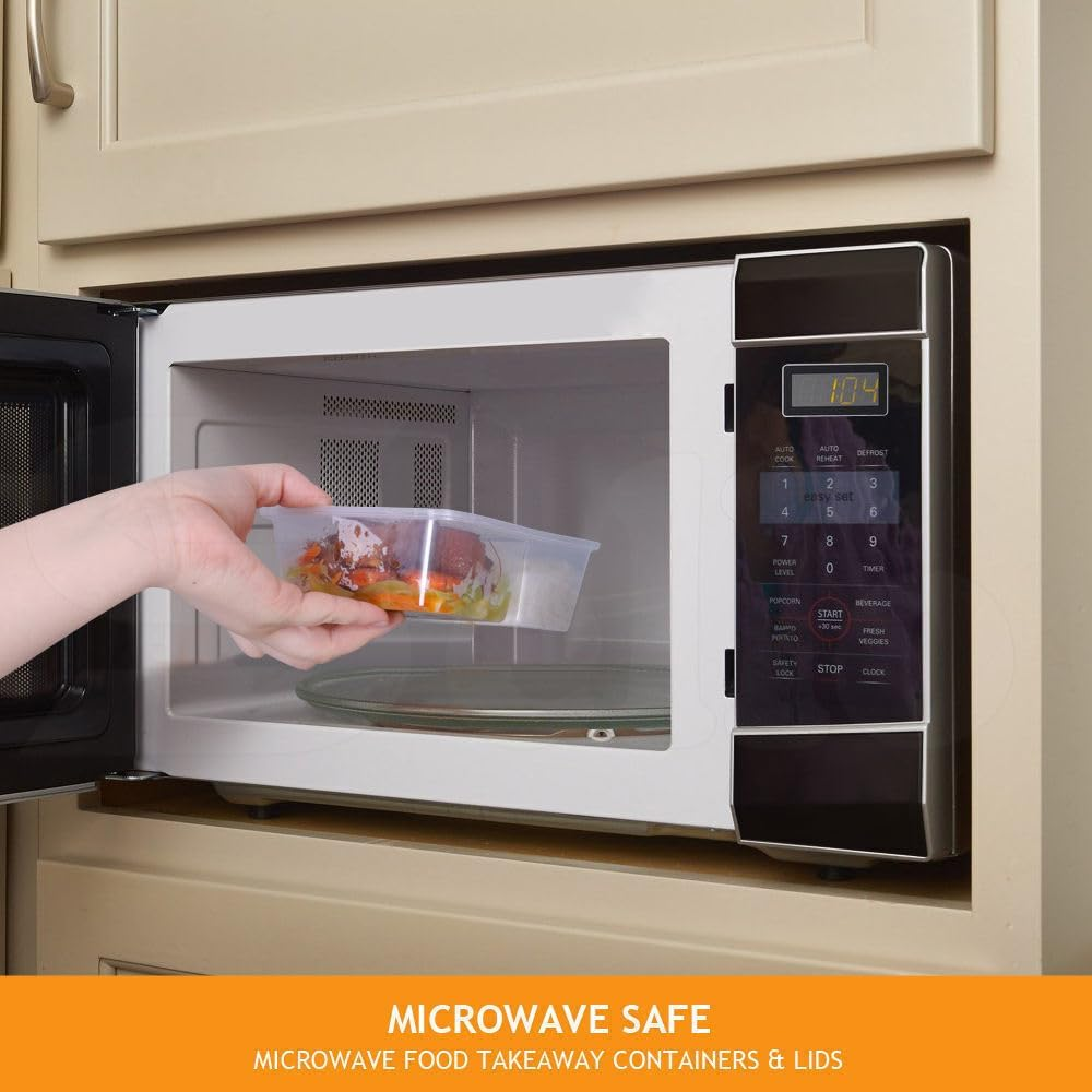 100 SETS Takeaway Containers Take Away Food Disposable Plastic 500Ml/ 600Ml /750Ml /1000Ml Takeaway, Food Packaging, Restaurant (750Ml)