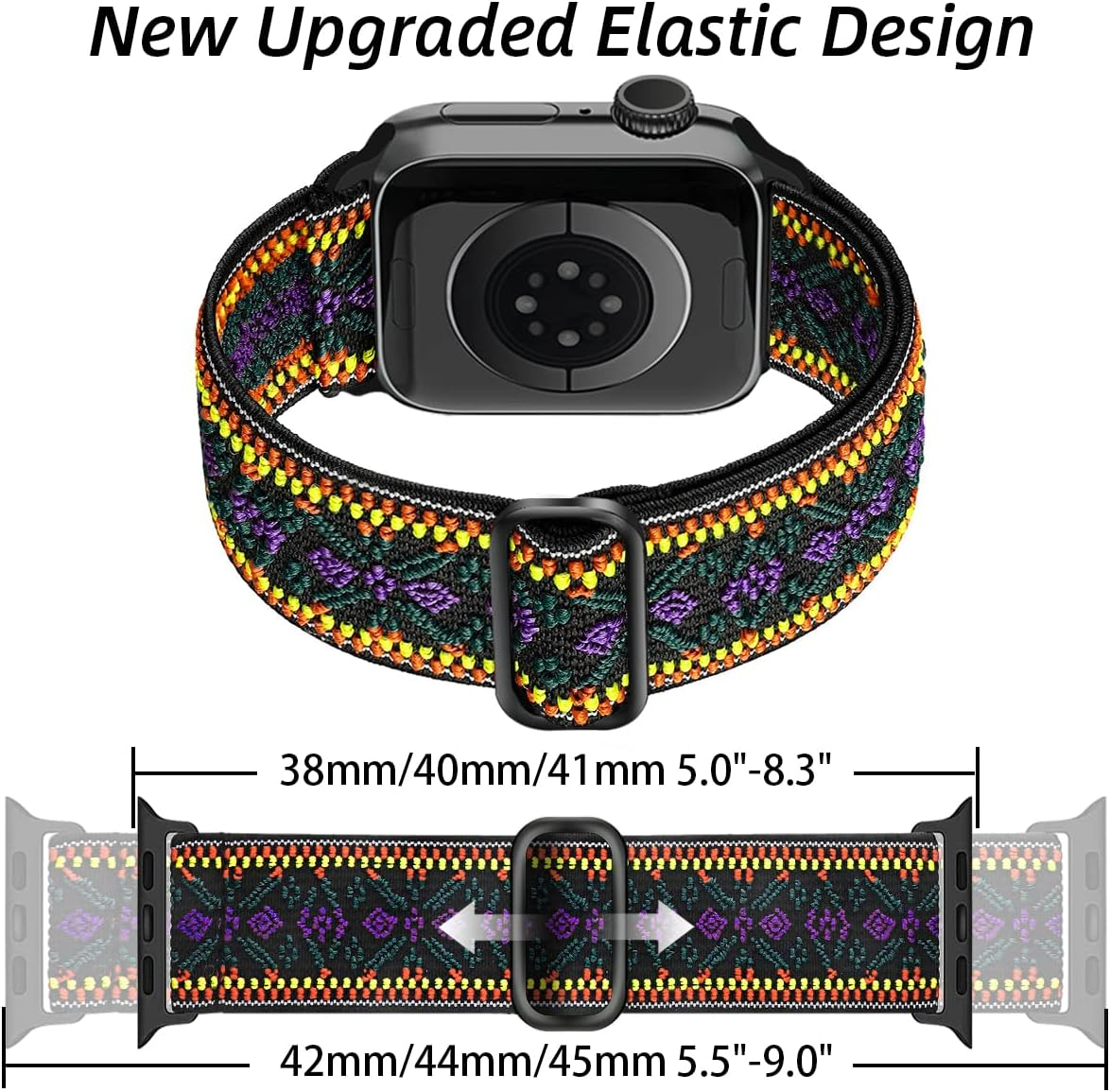 Chinbersky 5 Pack Watch Straps Compatible with Apple Watch Strap 38Mm 40Mm 41Mm 42Mm 44Mm 45Mm, Braided Elastic Stretchy Nylon Sport Solo Loop Band Replacement Straps for Iwatch Series 7/6/5/4/3/2/1 image number 2