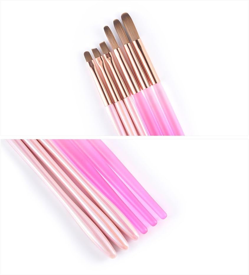 KADS Gel Nail Art Brush Set 6Pcs Oval Flat Clean up Nail Art Design Pen Painting Tools Nail Sculpting Building Brush for Manicure Nail Extension Gel Brush for Nail Salon & Home DIY Use