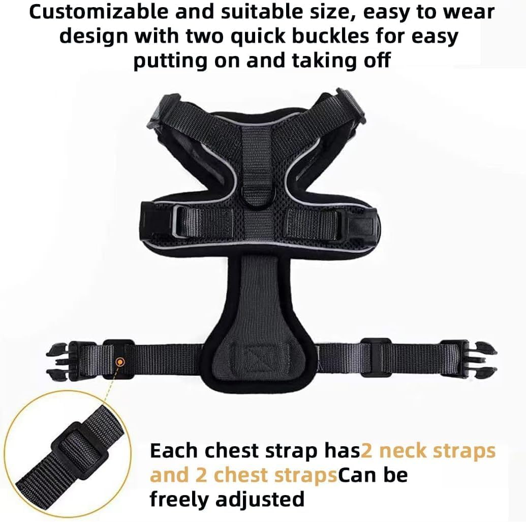 Cat Harness and Leash Set for Small to Large Cats, Adjustable Cat Leash and Harness Set Escape Proof with Reflective Trim Universal Kitten Harness for Cats Puppies Outdoor Walking (Black, S) image number 4