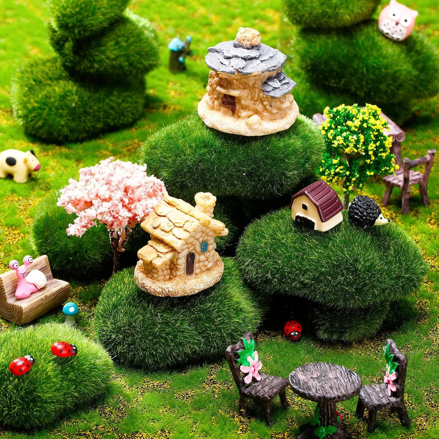 64 Pieces Miniature Garden Accessories Mini Animals Miniature Ornament Kit Animal Figurines Animals Miniature Micro Landscape Accessories Decoration Plant House Decor image number 3