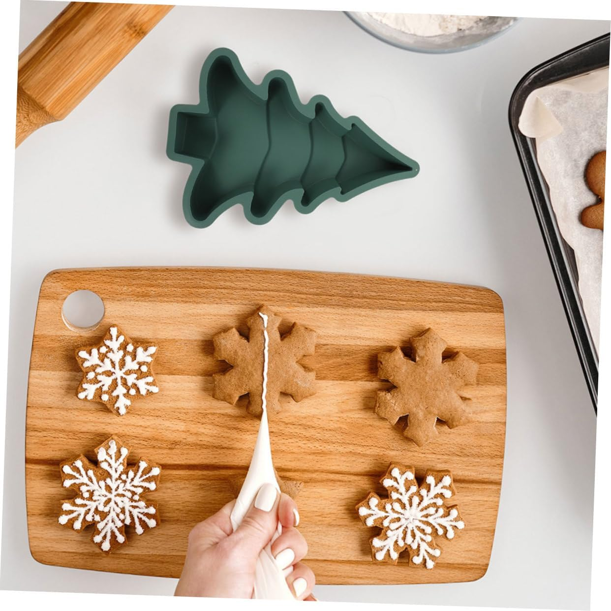 2Pcs Christmas Tree Baking Pan DIY Silicone Cake Mold Cake Baking Mold Non-Stick for Party image number 2