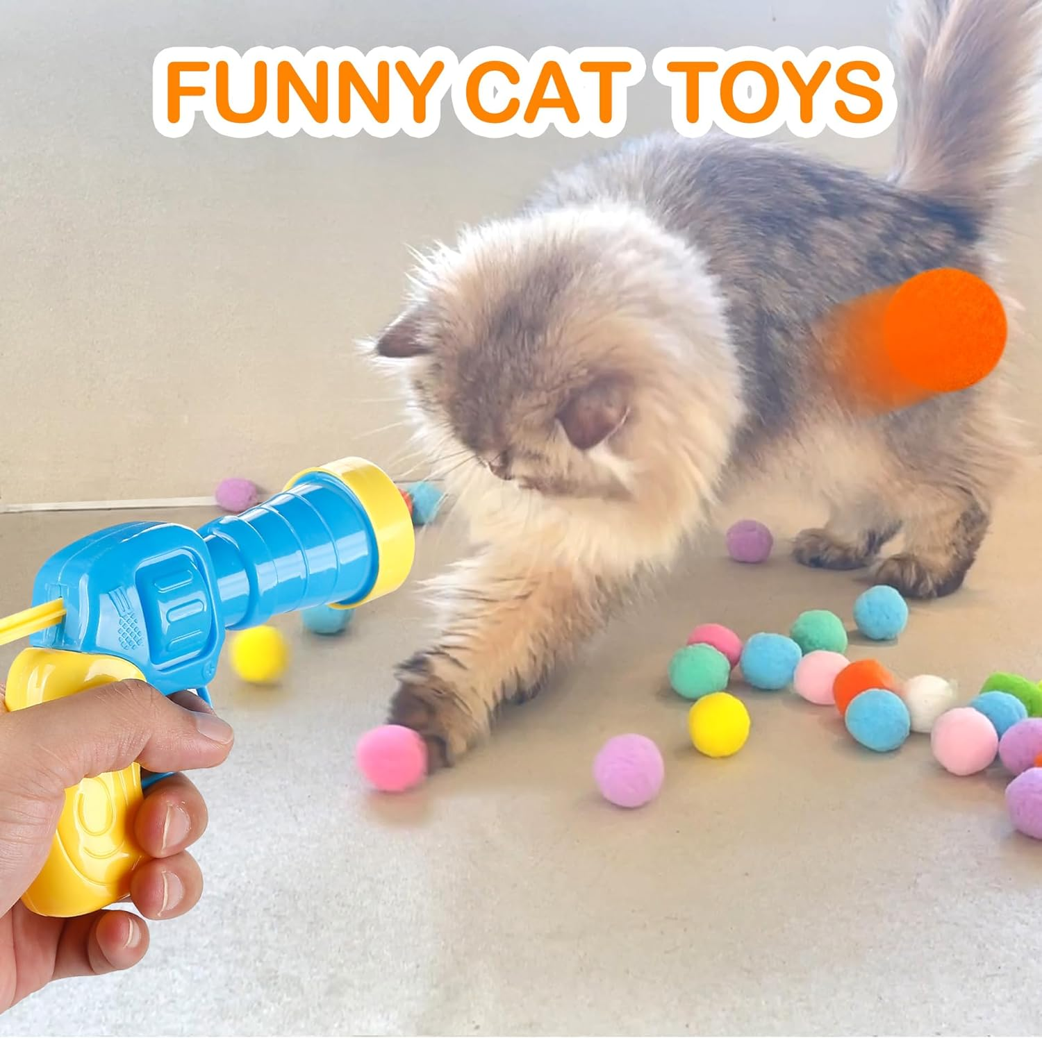 31Pcs Cat Ball Toy Launcher Gun, Cat Balls Fetch Toy, 30Pcs Plush Fuzzy Balls Launcher Cat Toy for Cats with 1 Gun, Funny Interactive Cat Toys for Bored Indoor Adult Cats, Cute Kitten Kitty Toys image number 5