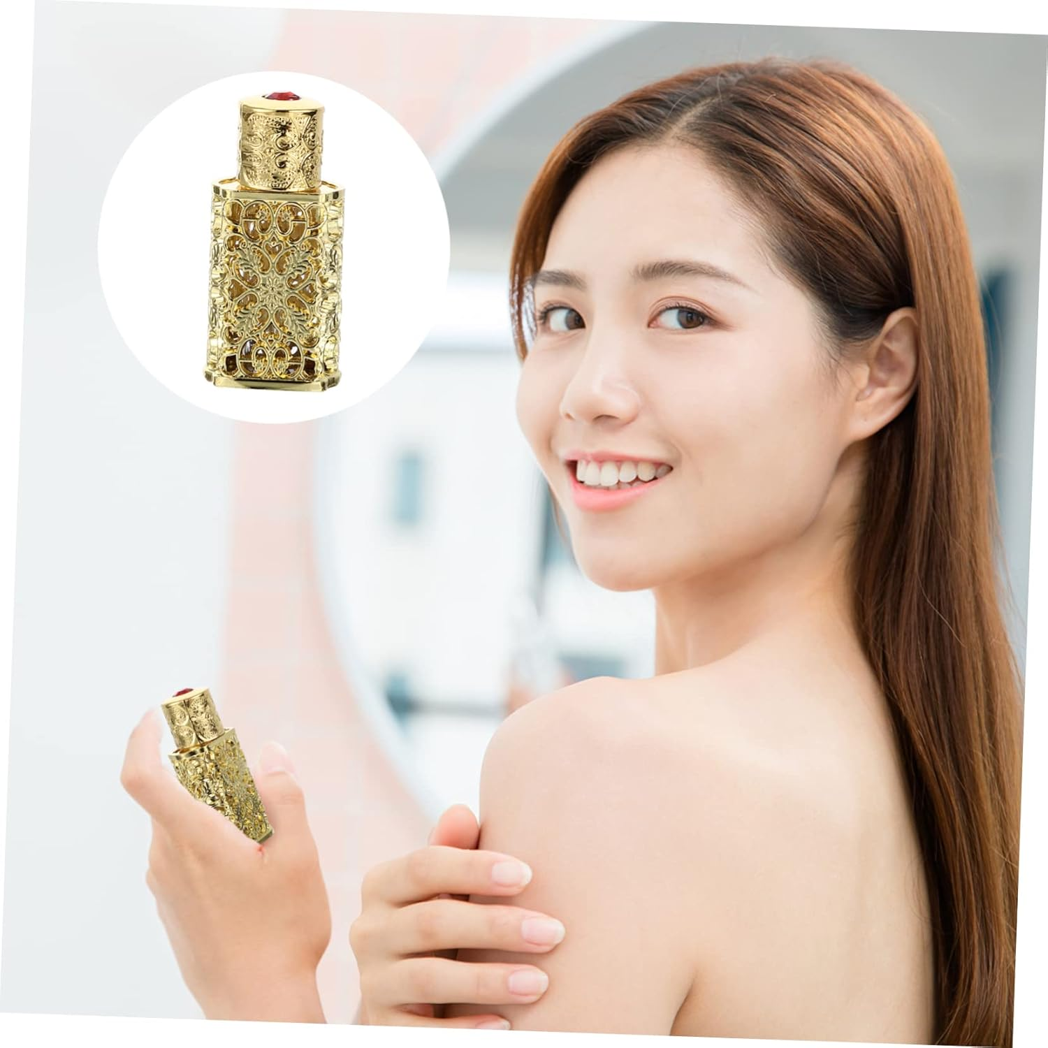 3Pcs 3Ml Essential Oil Perfume Bottle Leakproof Glass Metal Travel Dispenser Diy Cosmetic Aromatherapy Kit Retro Engraved Design image number 3