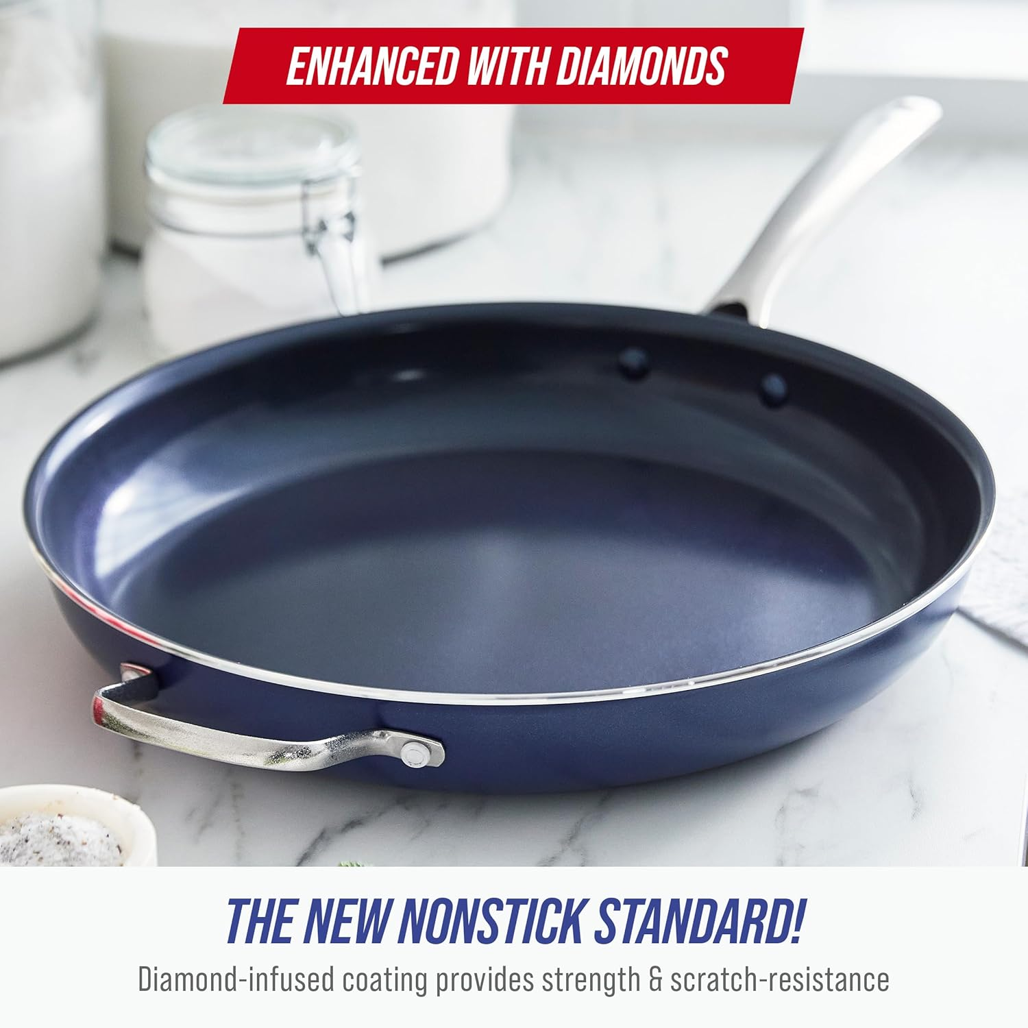 Blue Diamond Cookware Family Feast Diamond-Infused Ceramic Nonstick, Frying Pan, 14" image number 4