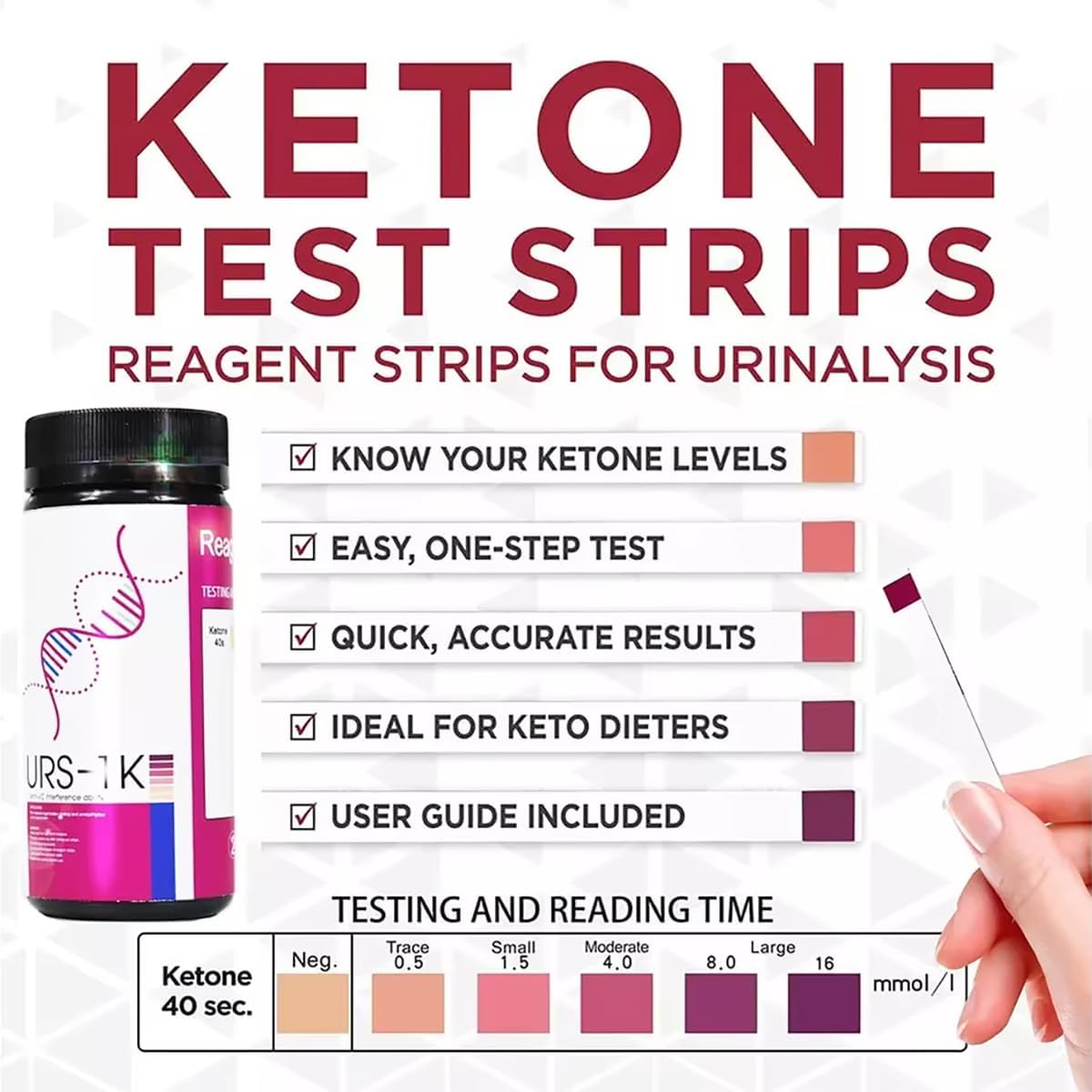 Urine Test Strips, Ketone Urine Strips, Accurate Results, Urinalysis Home Testing Stick Kit to Help Monitor Your Health, Urine Strips Dipsticktests image number 3