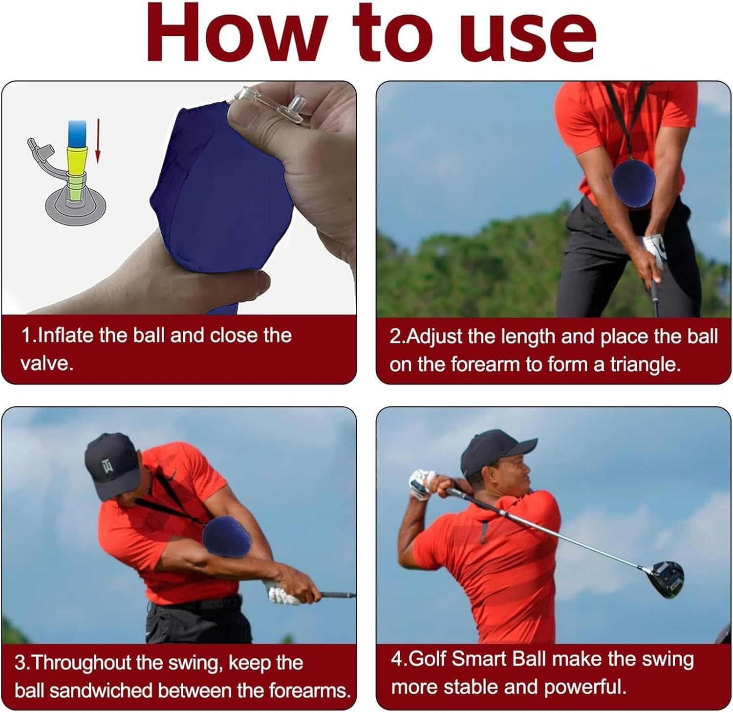 Smart Ball Golf Swing Training Aid Posture Correction Inflatable Tour Striker, 1Pc Golf Training Aid Golf Smart Ball Swing Training Aid,Golf Smart Ball Swing Training Aid Inflatable for Training,Blue - Black image number 2