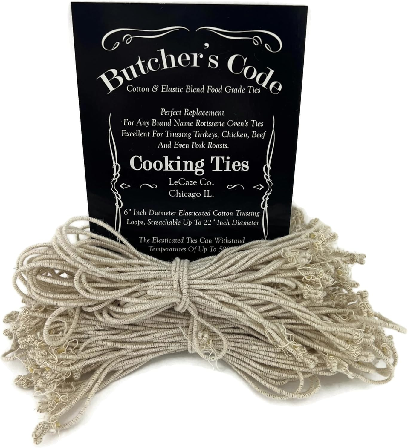 Rotisserie Elastic and Cotton Blend - Stretchy Twine - Food Grade - Heat Safe - Cooking Ties - Poultry Loops - 50 Pack image number 5
