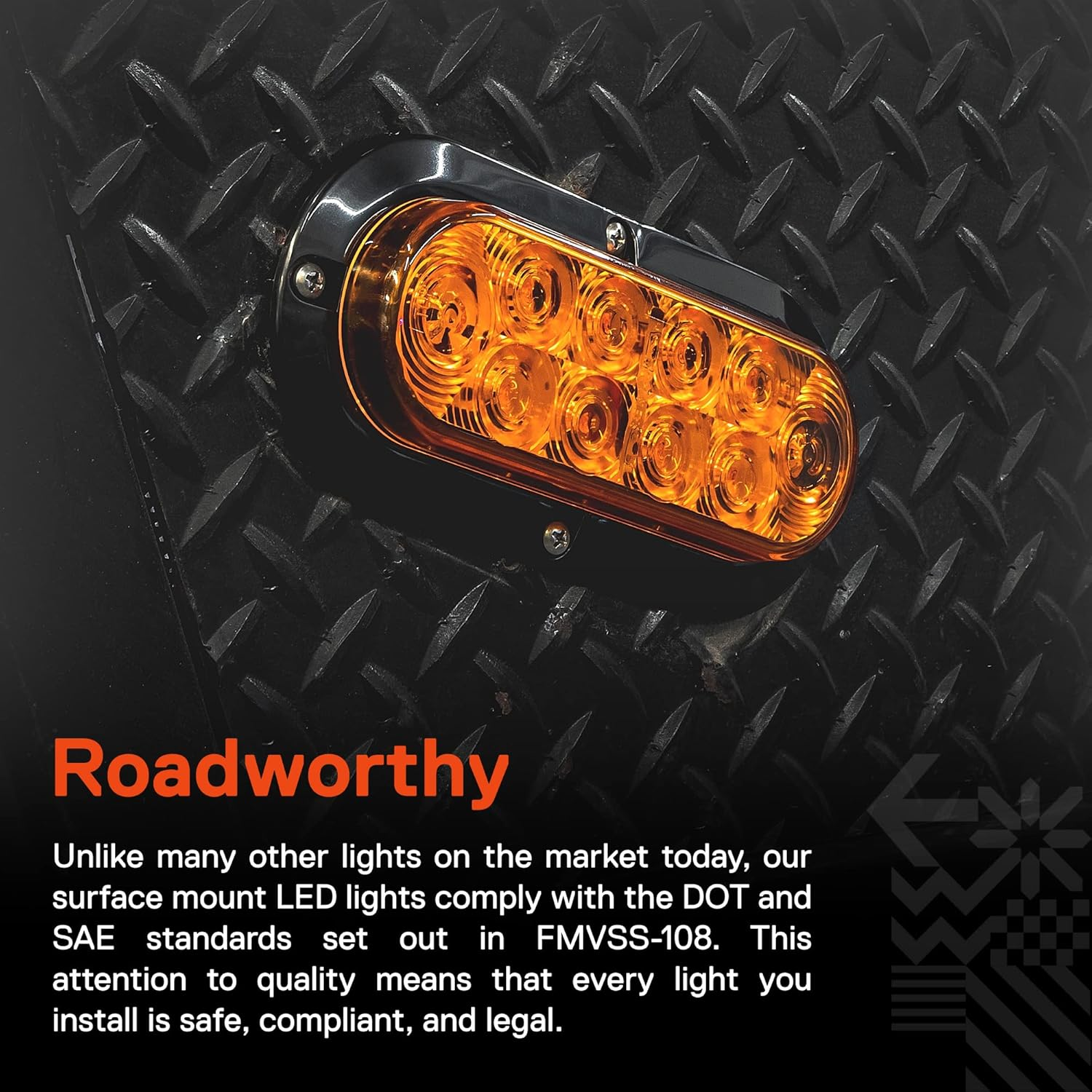TRUE MODS 2Pc 6 Inch Amber Oval LED Trailer Tail Light Kit [DOT FMVSS 108 SAE I6P] [Surface-Mount] [IP67 Waterproof] [Park & Turn Signal] Yellow Orange Marine Trailer Lights for Boat Trailer RV Trucks image number 6
