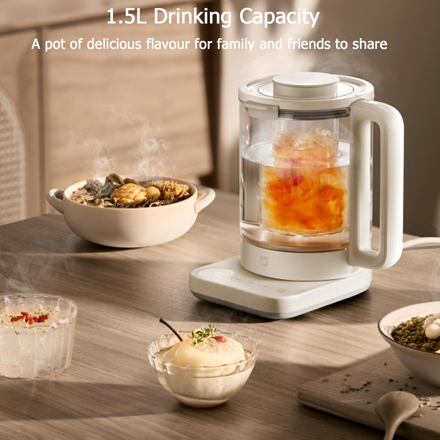 XIAO MI MIJIA Electric Kettle S2, 8-In-1 Programmable Multi-Functional Health Pot with Glass Stew Pot, Removable Infuser, 40-90℃ Keep Warm Control, BPA Free, 1.5L image number 1