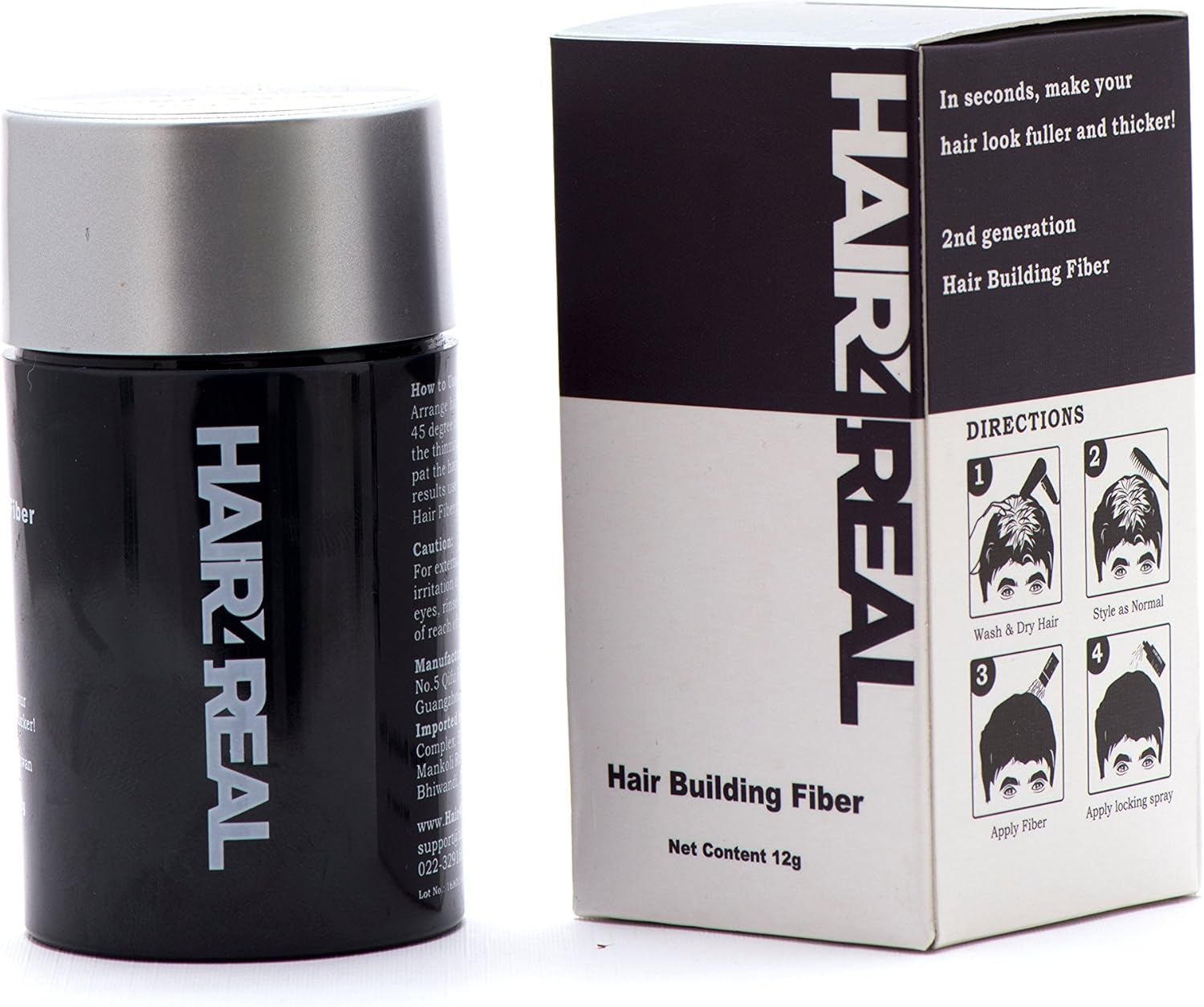 12Gx2 (Total 24G) Black Hair Thickening Fibers with Locking Spray 30Ml (Pack of 3) image number 1