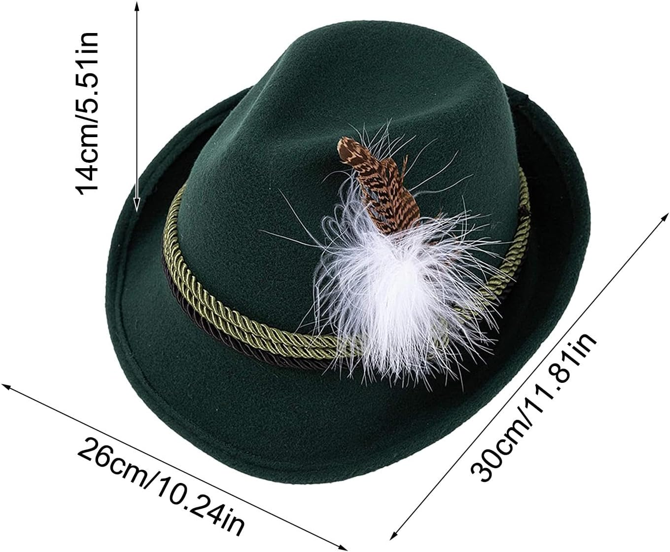 German Alpine Hats - 1Set Faux Leather Fedora Oktoberfest Hat with Headscarf, Eyeglasses,Oktoberfest Costume Accessories Adult German Alpine Bavarian Hat for Adults image number 6