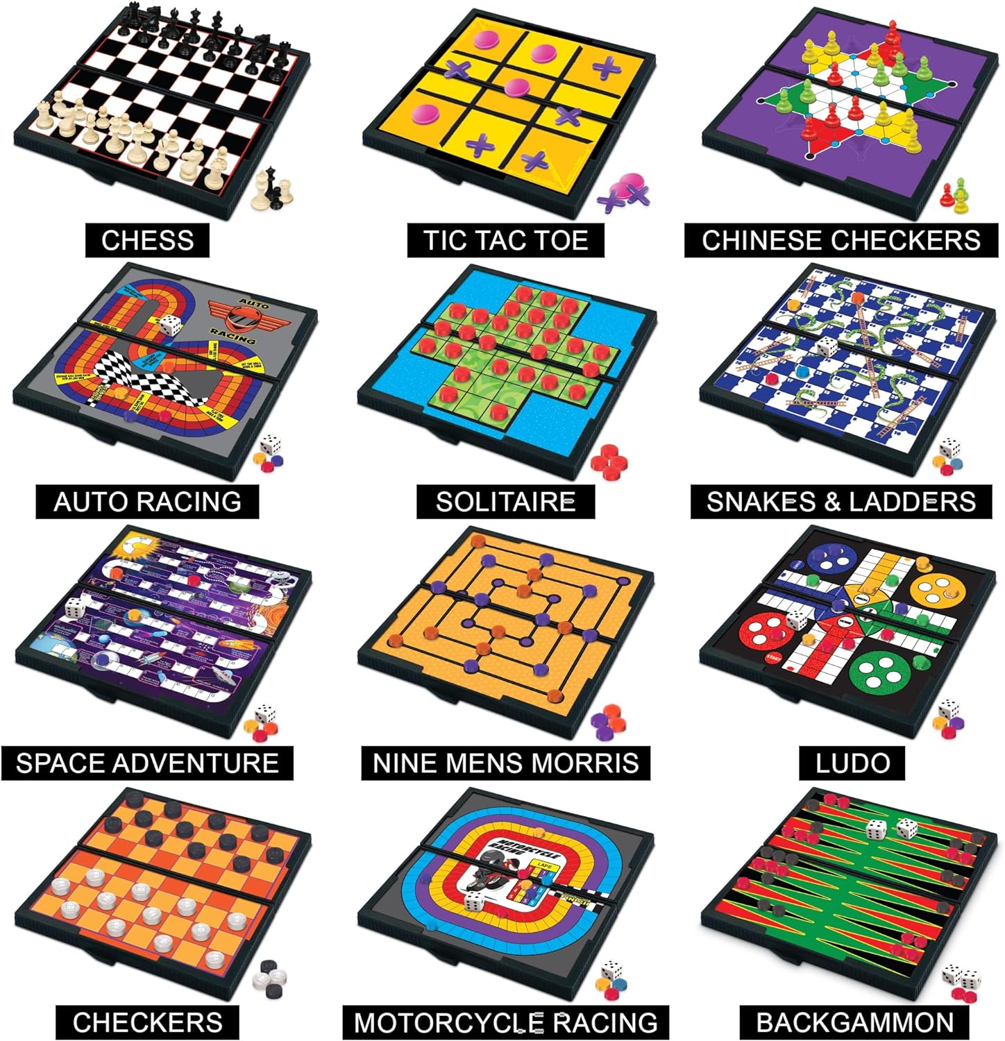 Gamie Magnetic Board Game Set Includes 12 Retro Fun Games - 5" Compact Design - Individually Boxed - Teaches Strategy & Focus - Great for Road Trip/ Travel/ Camping - Best Kids Ages 6+ image number 6