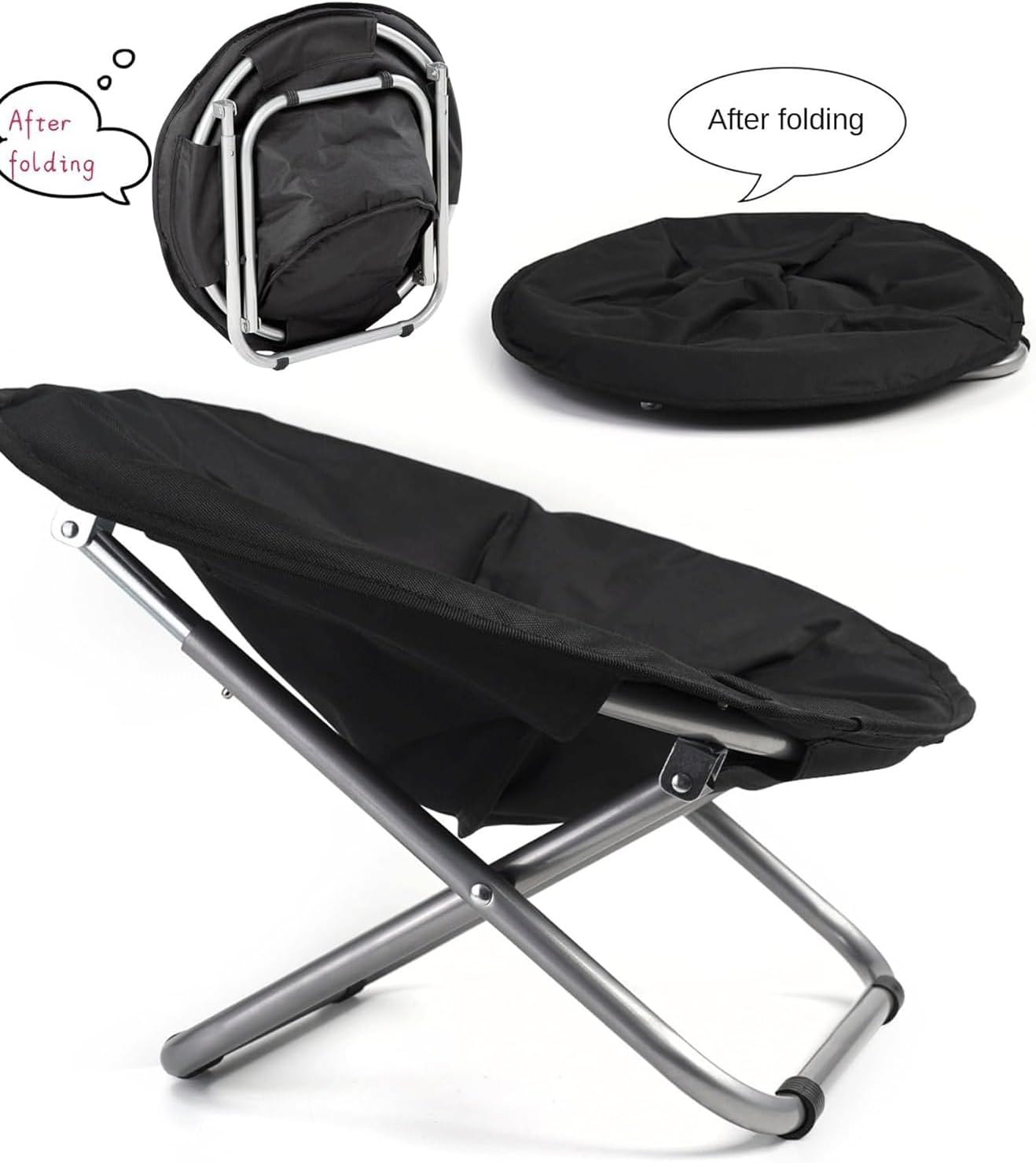 Portable Folding Pet Chair &ndash; Elevated Foldable Cat & Puppy Bed, Cozy Rocking Moon Chair with Sturdy Metal Frame for Bedroom, Apartments, Lounging & Garden
