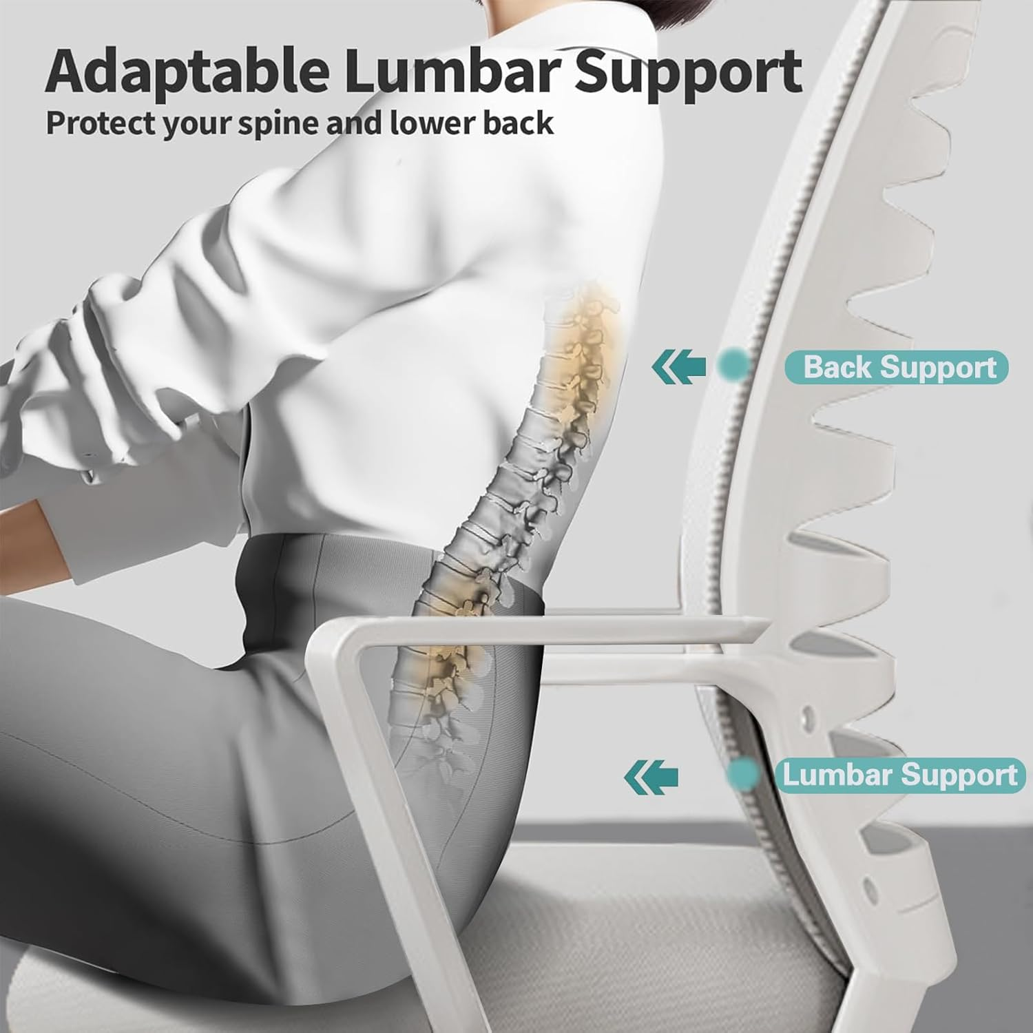 Office Chair, Ergonomic Computer Desk Chair with Soft and Breathable Latex Cushion, Mid Back Home Office Study Computer Chair with Comfortable Lumbar Support for Teens Men Women