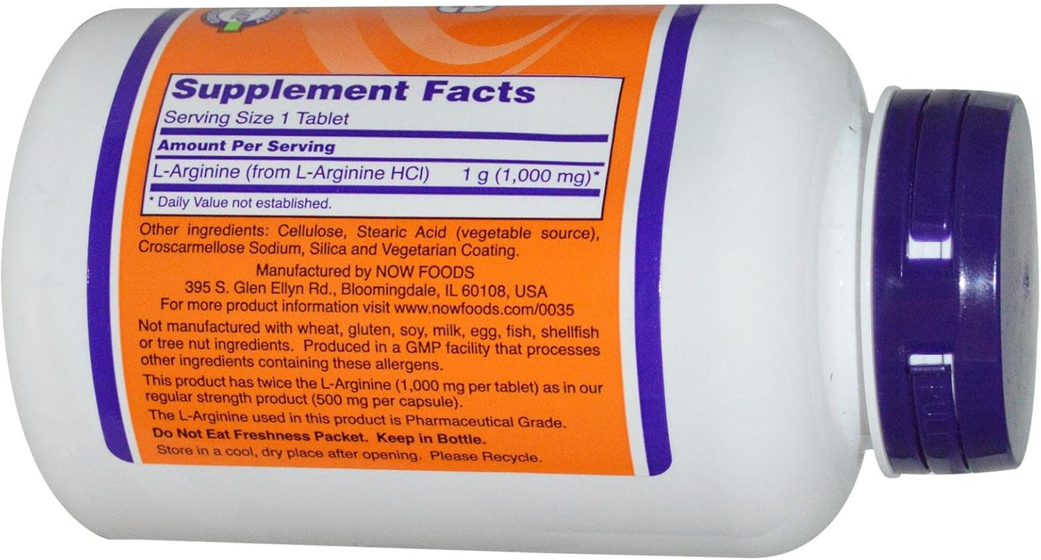 Now Foods L-Arginine, 120 Tabs 1000 Mg image number 1
