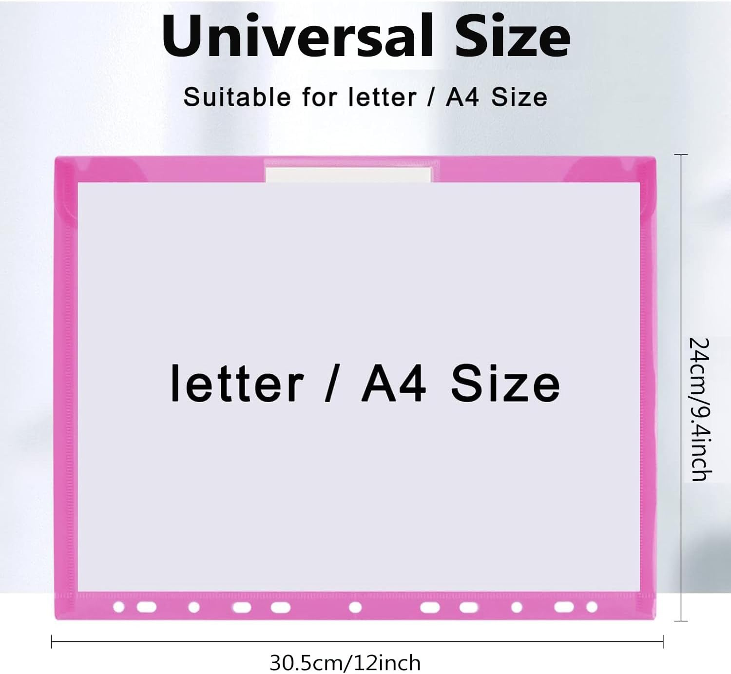 24 Pack 6 Colours File Folder Envelopes with Label Pocket,Envelope Binder Folders with 11 Holes and Tab Pockets and Buttons,Plastic File Folder Envelopes for Offices Schools Homes image number 1
