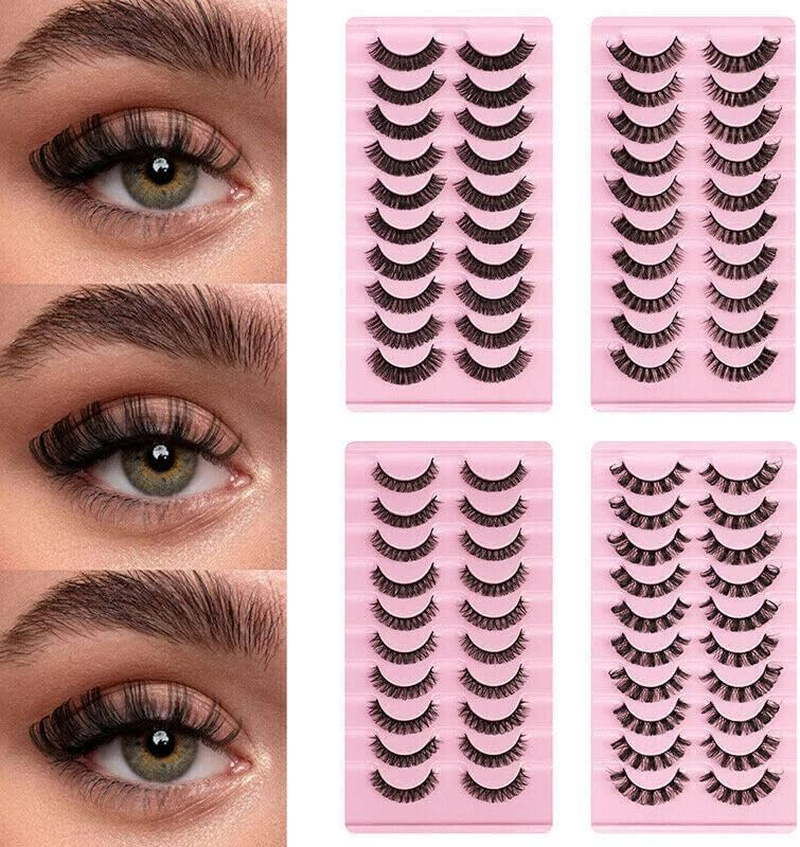 10Pairs Russian Style Strip Lashes D Curl Mink False Eyelashes Full Curled，Full, Wispy, 3D Glam Lashes, Handmade & Reusable image number 2