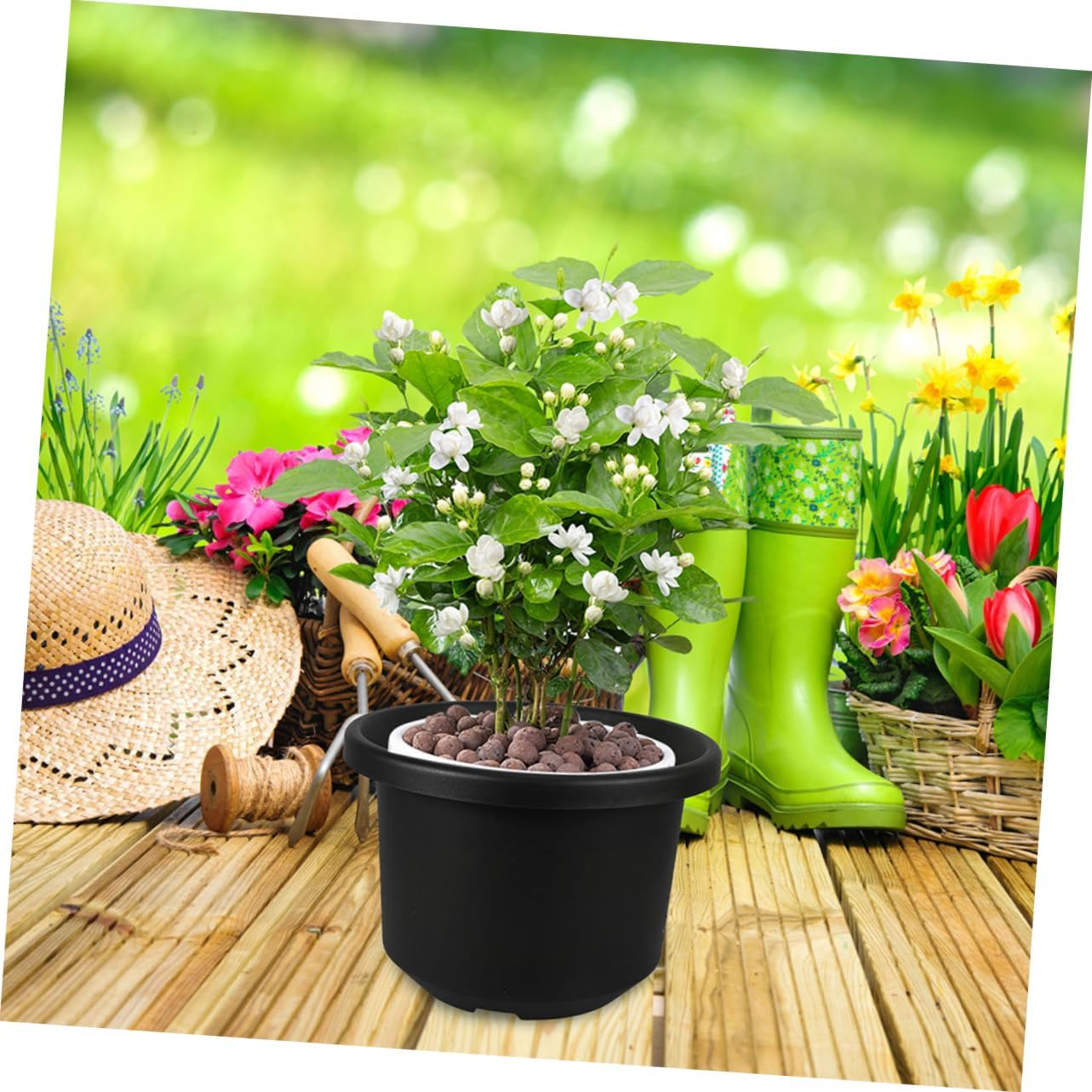 2Pcs Nursery Pot for Plants Outdoor Indoor Grow Pots Large Plastic Planters Drainage Black For image number 4
