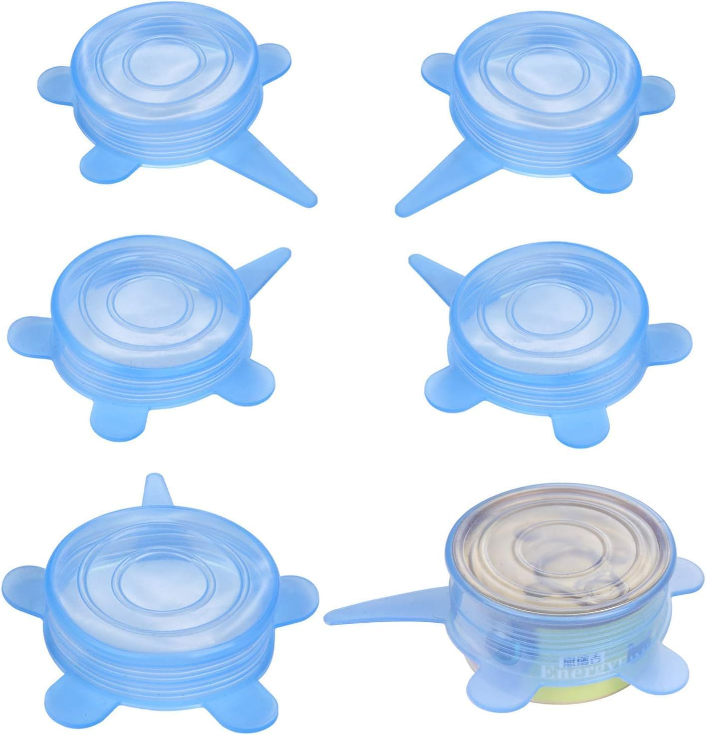 6 Pack Pet Food Can Cover Stretchable 1 Fit 3 Universal Size Silicone Can Lids for Dog and Cat Food Can Blue (Blue) image number 2