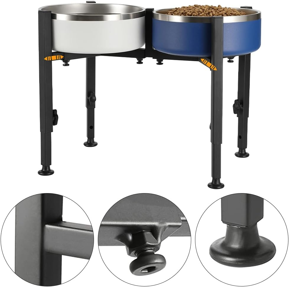 Adjustable Pet Food Bowl Stand, Portable Dog Bowl Stand, Adjustable Wide 7-10.5", Elevated Pet Bowl Holder, Pet Raised Water Feeder, Bowl Holder Suitable for Medium Large Animals (Black) image number 6