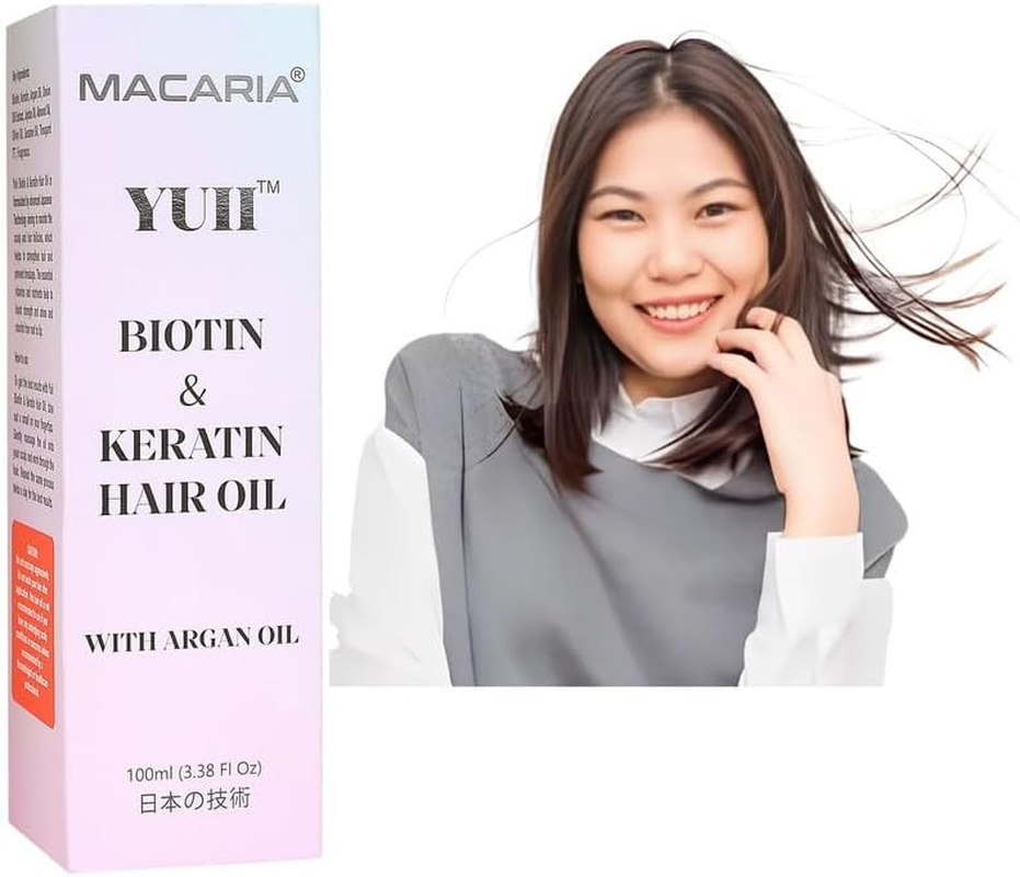 YUII Biotin Hair Growth Oil for Hair Thickening + Moisturizing. Hair Growth Oil Scalp Treatment for Women, Men with Dry, Frizzy, Weak Hair and Hair Loss. with Keratin, Argan Oil image number 4