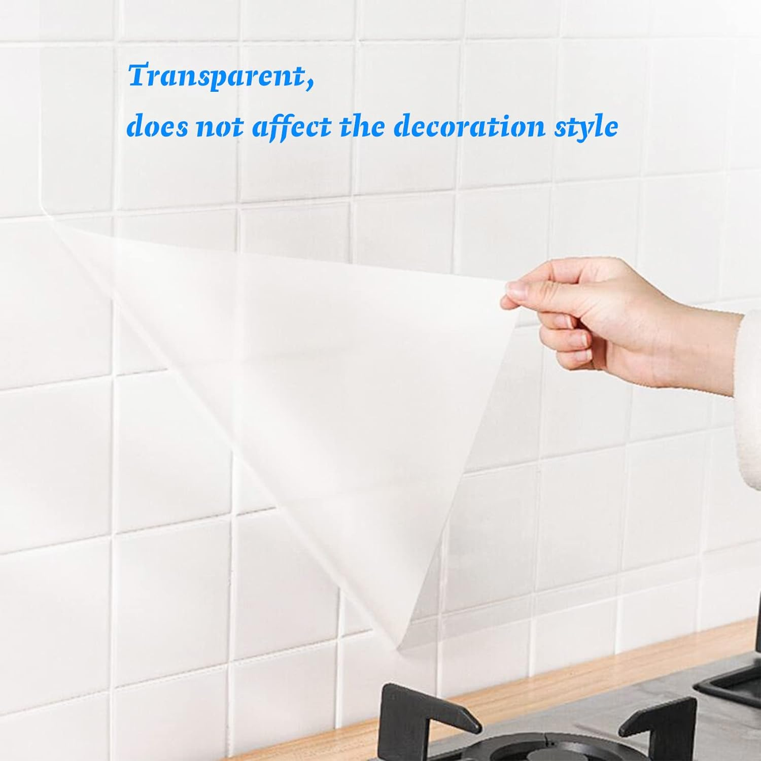 4Pcs Kitchen Oil Proof Wall Stickers Kitchen Backsplash Protection, Clear Contact Paper 16.5&times;39.4In, Self Adhesive Waterproof Sticker for Dining Room image number 3