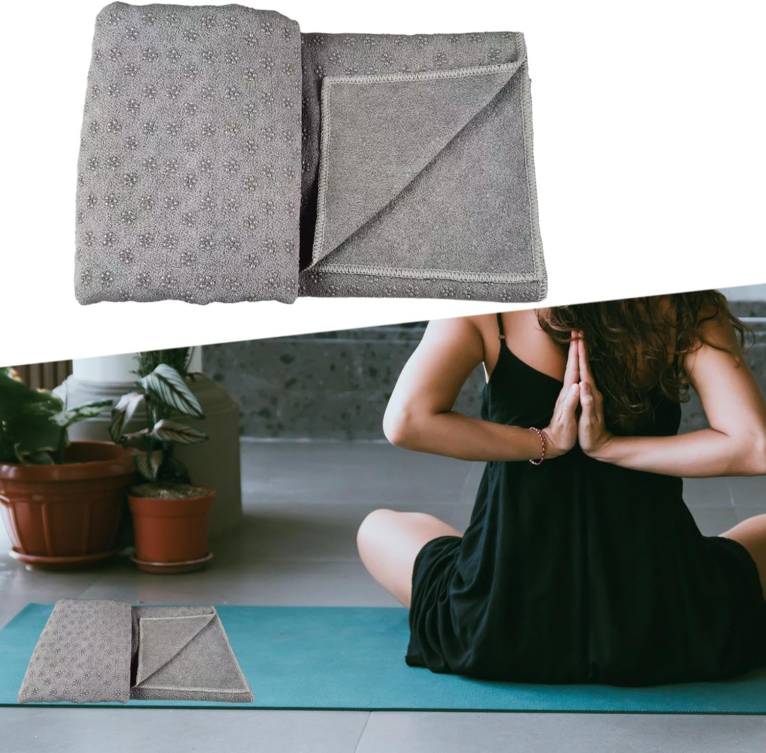 Hot Yoga Mat Towel Yoga Towel for Yoga Mats Non Slip Comfortable Exercise Mat Sweat Absorbing for Travel Pilates Home Gym image number 5