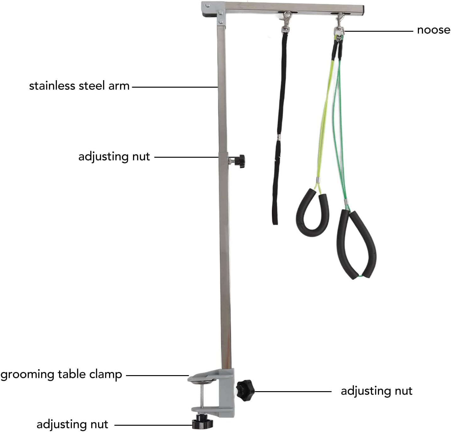 Dog Grooming Arm with Clamp, 35Inch Height Adjustable Dog Grooming Table Arm, Heavy Duty Stainless Steel Frame, Foldable Pet Grooming Supplies for Small Medium Dogs image number 6