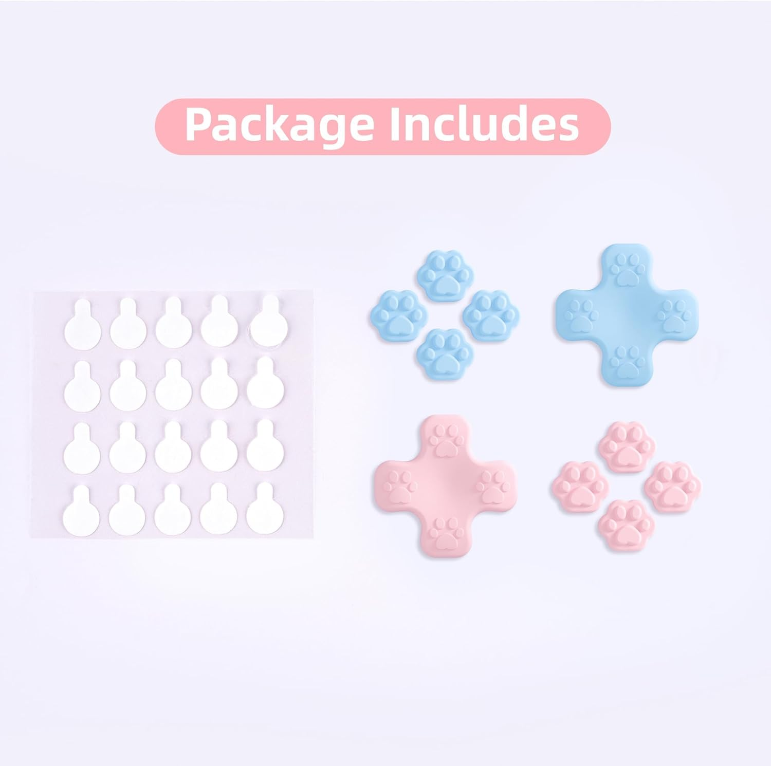 Geekshare Silicone Cross D-Pad Button Caps Set Cat Paw Joystick Cover - ABXY Key Buttons Sticker Compatible with Switch/Oled Game Console - Pink & Blue image number 1