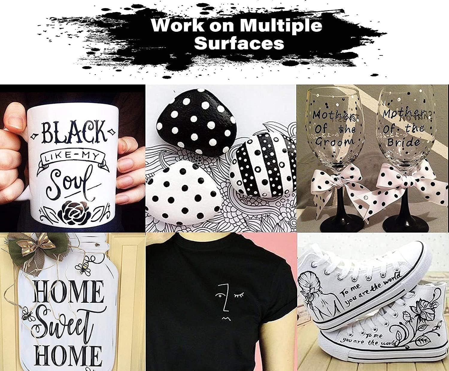 Permanent Paint Marker, Acrylic Paint Pens 0.7Mm Extra Fine Point Fabric Paint Markers for Rocks Painting Supplies Metal Stone Canvas Ceramic Wood DIY Craft Making Supplies, 6Pcs image number 2