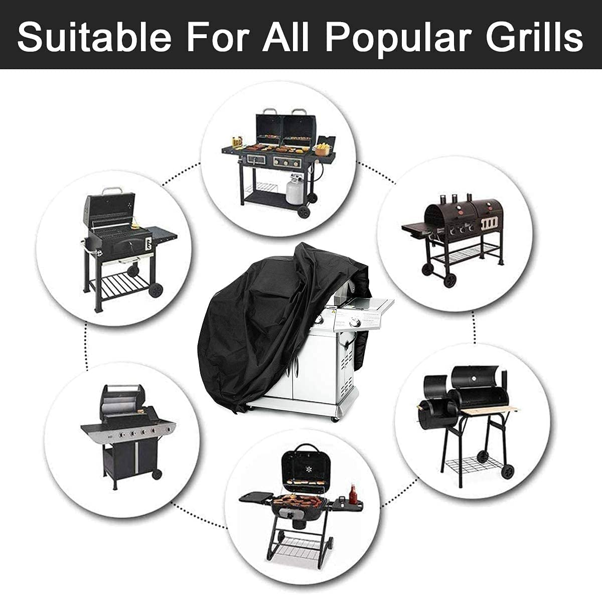 BBQ Cover Adjustable Grill Dedicated Waterproof Gas Grill Cover for Weber Char-Broil Brinkmann Tepro Etc UV &Dust Resistant Oxford Durable Material for Outdoor Indoor (Xl:67In) image number 6