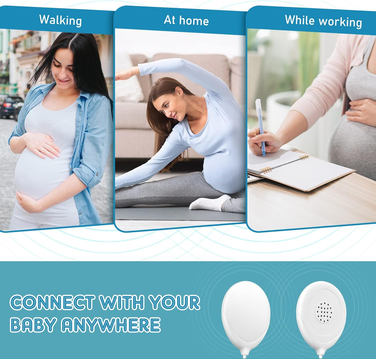 Konohan 8 Pcs Baby Bump Headphones Set Belly Headphones for Pregnant Women White Belly Speakers Women for Pregnancy Safely Play Music, Sounds, and Voices to Your Baby in the Womb image number 2