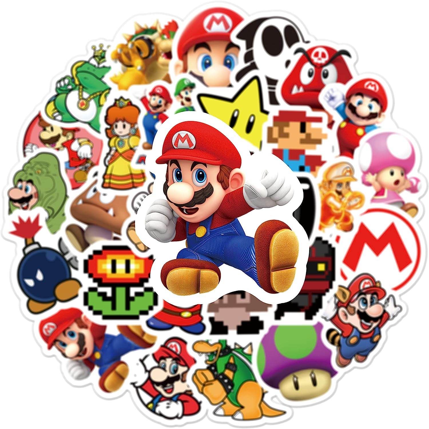 50PCS Super Mario Stickers, Vinyl Waterproof Stickers for Laptop,Bumper,Skateboard,Water Bottles,Computer,Phone,Cartoon Anime Stickers for Kids Teens Adult image number 2