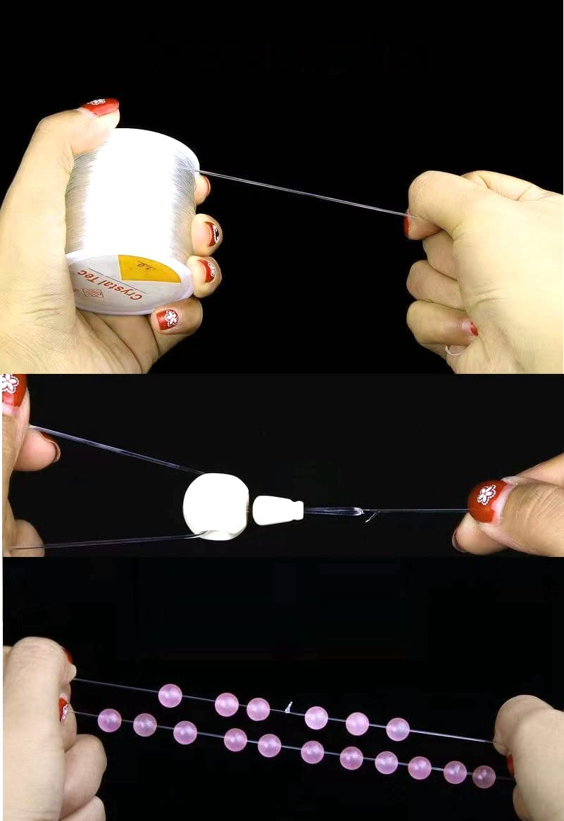 2 Roll 100M Clear Elastic Beading Threads，Stretchy Bead Cord String Stretchy Crystal Bracelet String for Bracelet,Beading, Jewelry Making (0.5&0.8Mm) image number 3