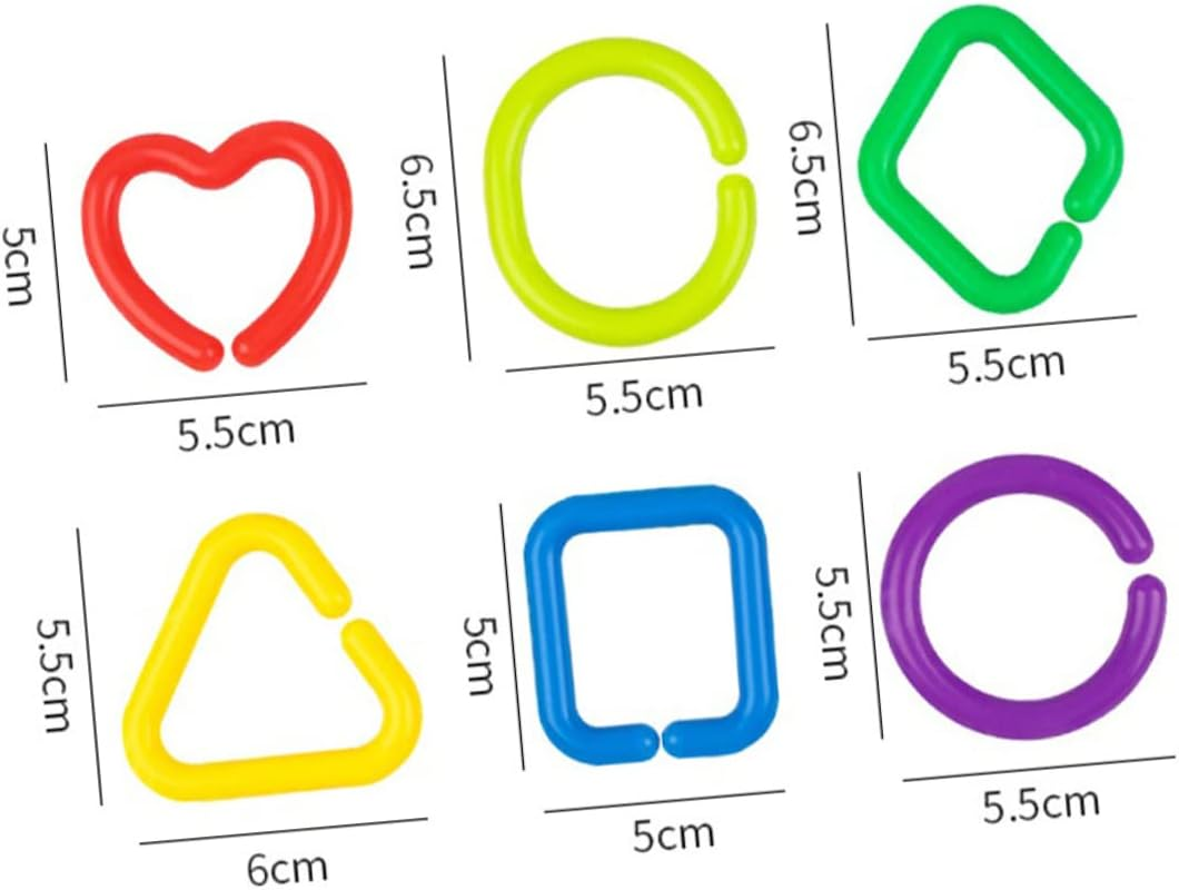 Angoily 35Pcs Link Ring for Boy Girl Geometric Chain Links Early Education Grasping for Stroller Crib Car Seat and Diaper Bag Attachments image number 5