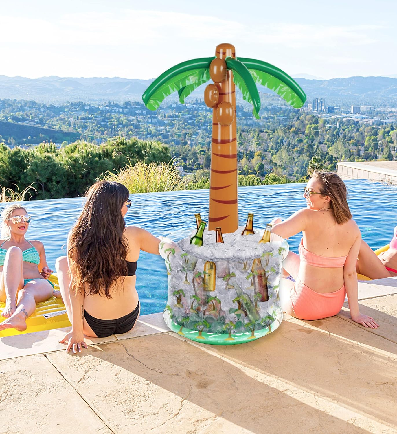 Inflatable Pool Giant Tropical Palm Tree Drink Cooler Accessory 59 X 27.5 X 27.5 Inches Premium Elegant Heavy Duty Vinyl Pool Decor for the Beach Party Vacation UV Resistant Pool Party #201011 image number 1