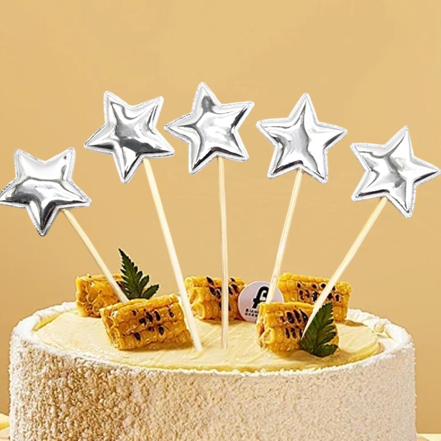 Glitter Star Cake Toppers - 5X Birthday Cake Toppers for Boys - Food-Grade Glitter Decorative Cupcake Picks for Children Birthday Cake Decor image number 2